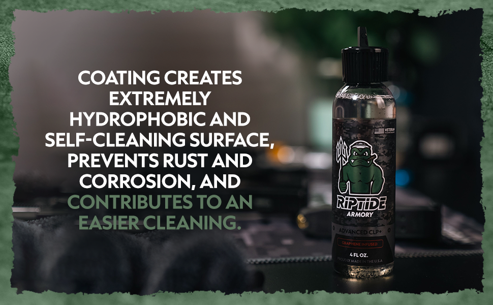 Riptide Armory CLP+ Graphene - Cleans, Lubes, Protects Targeted Long-Lasting Formula - Most Advanced Technology in Nano Coating Protection - Veteran Owned & Formulated by US Navy Seal MOST ADVANCED FORMULA! This high-performance, all-in-one CLP formulatio
