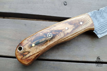 Custom Made Skinner Knife with Premium Wood Handle – Handmade Hunting Blade