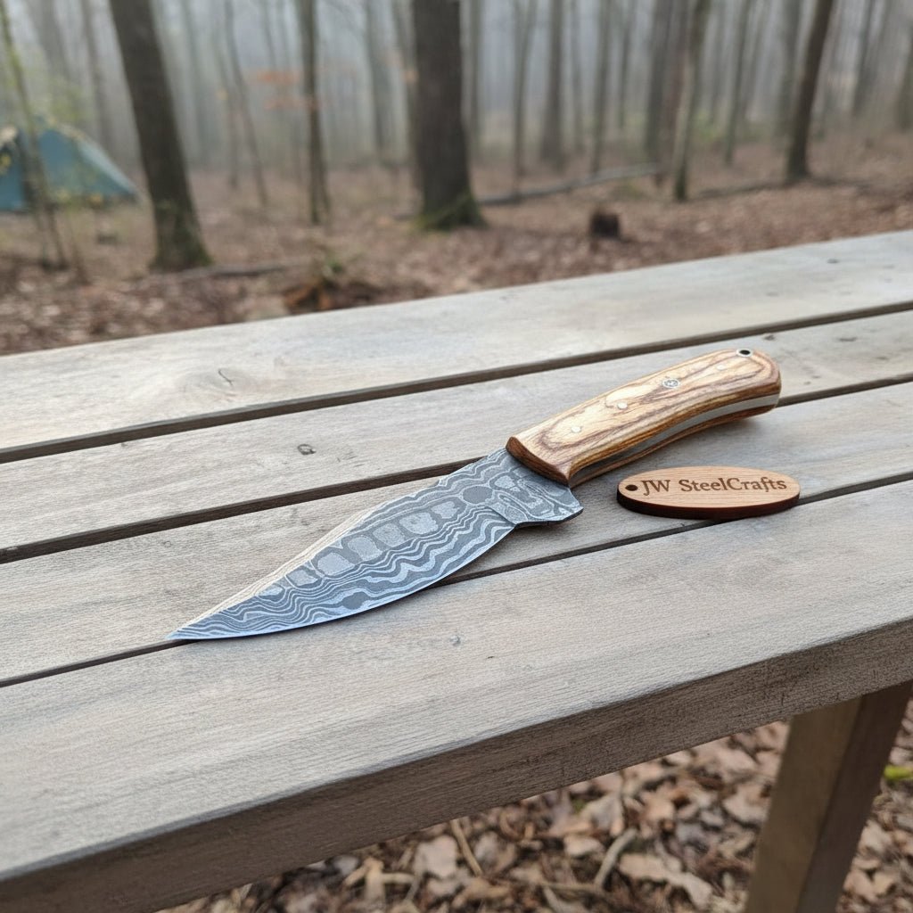 Custom Made Skinner Knife with Premium Wood Handle – Handmade Hunting Blade