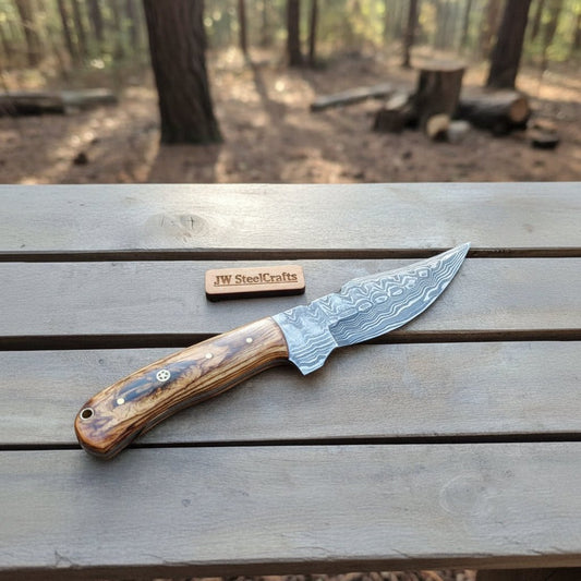 Custom Made Skinner Knife with Premium Wood Handle – Handmade Hunting Blade