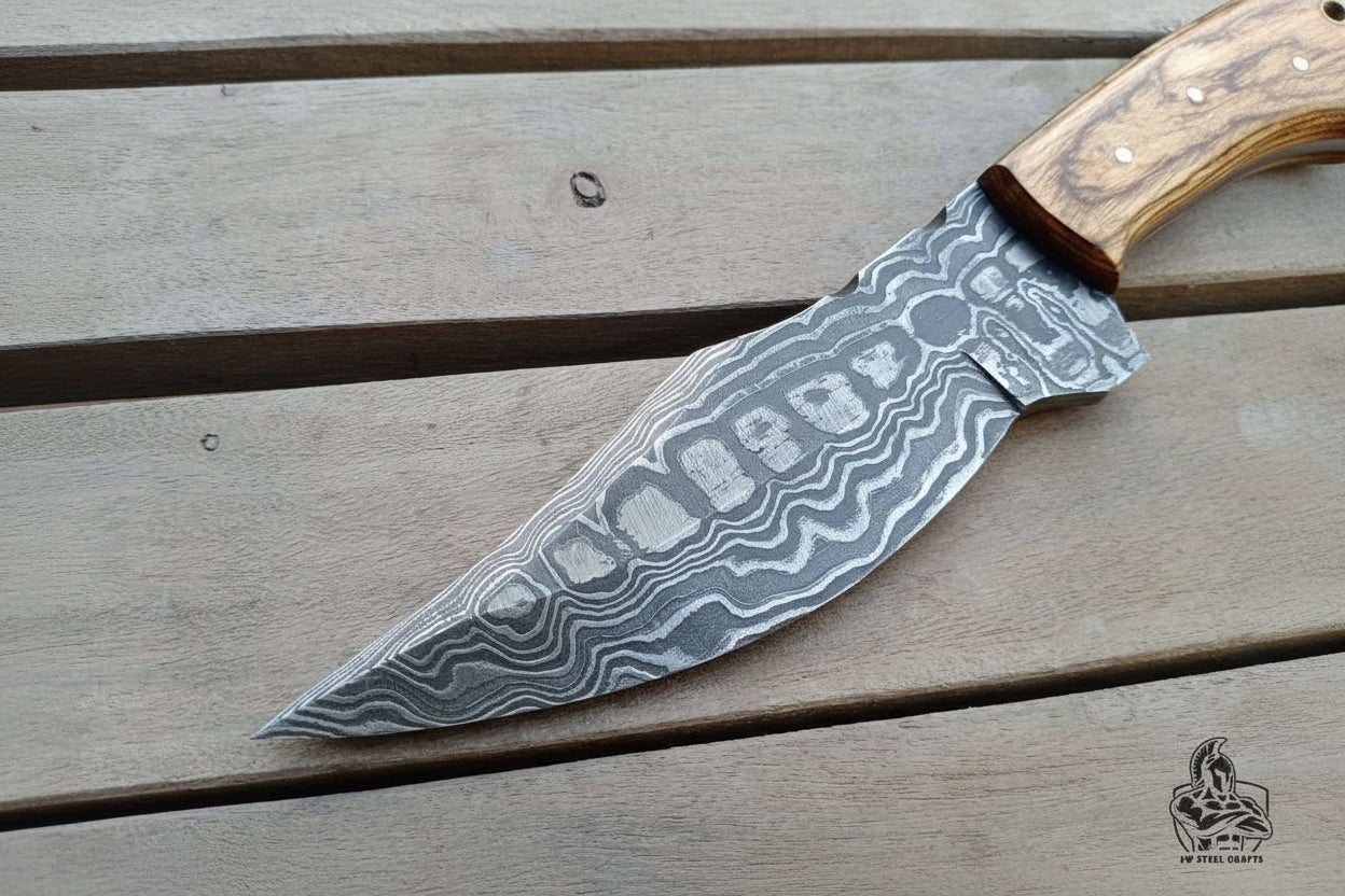 Custom Made Skinner Knife with Premium Wood Handle – Handmade Hunting Blade