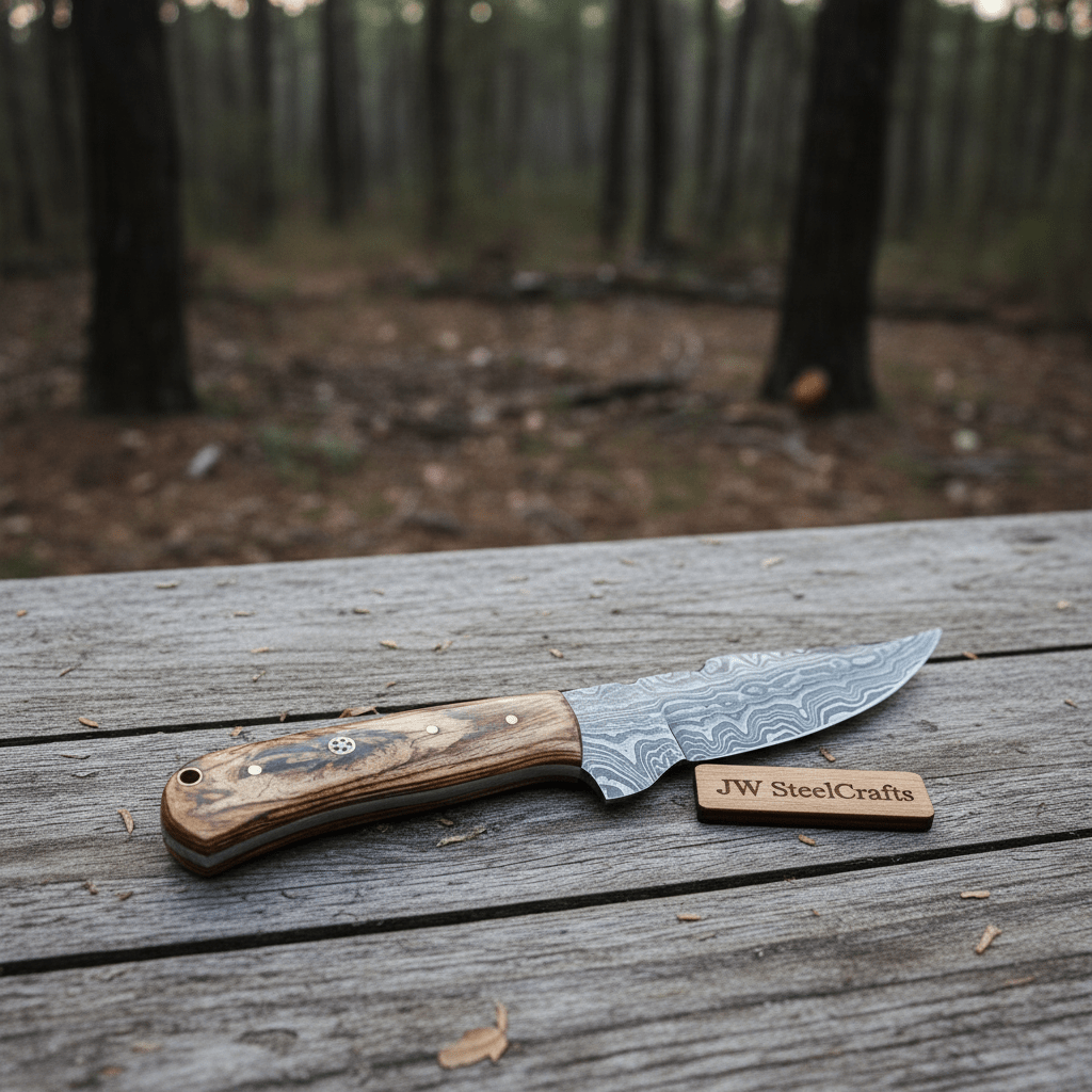Custom Made Skinner Knife with Premium Wood Handle – Handmade Hunting Blade