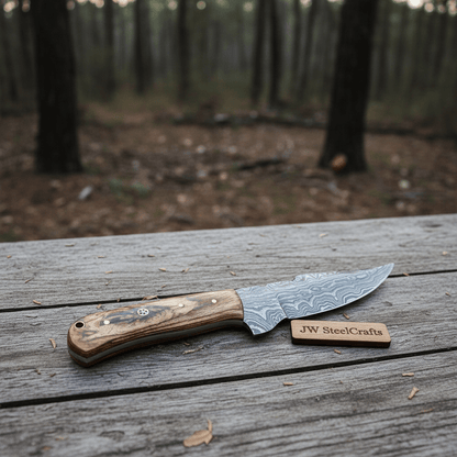 Custom Made Skinner Knife with Premium Wood Handle – Handmade Hunting Blade