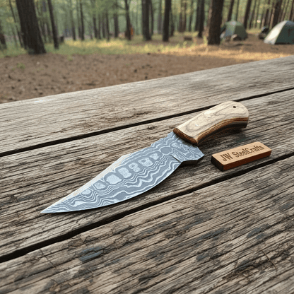 Custom Made Skinner Knife with Premium Wood Handle – Handmade Hunting Blade
