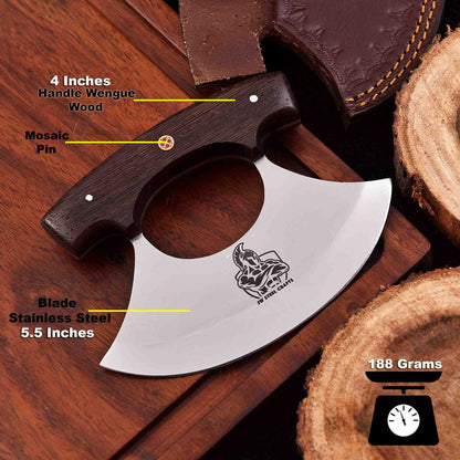 Handcrafted Ulu Chopper Knife – Wenge Wood Handle | Stainless Steel Blade | JW SteelCrafts