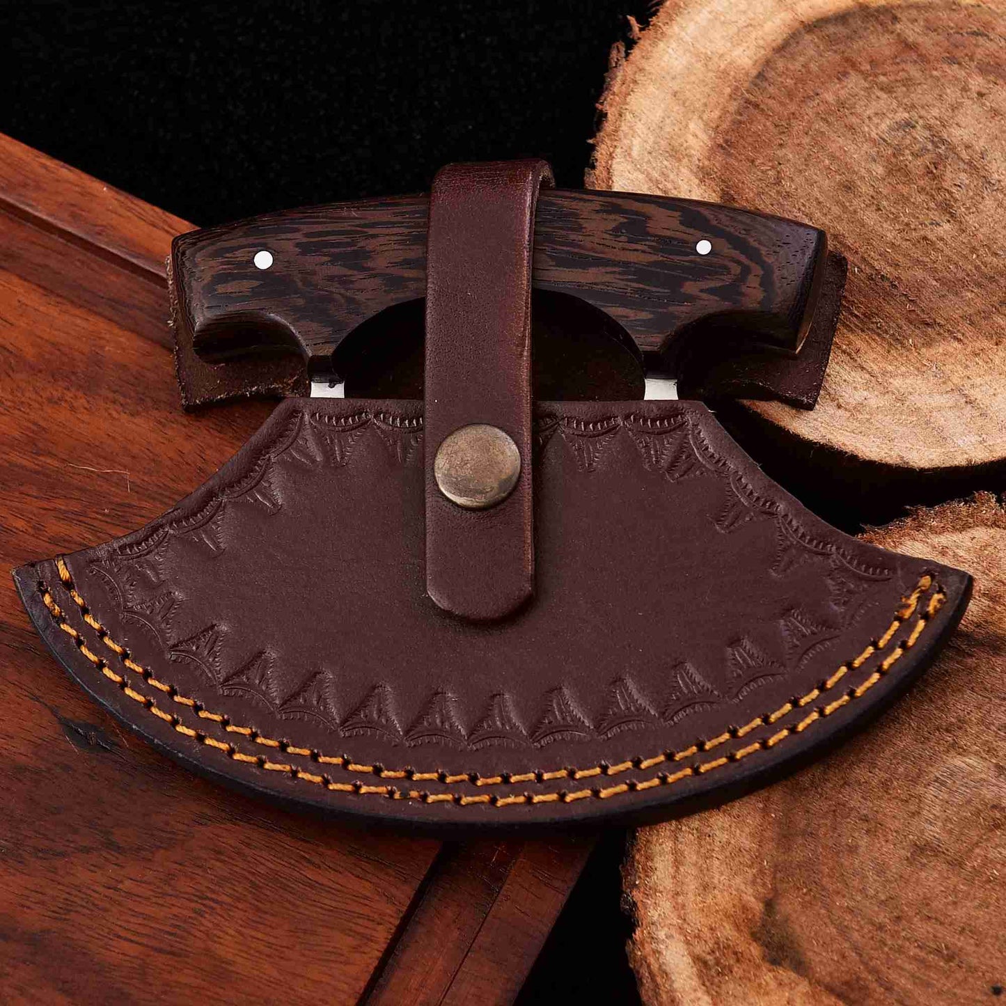 Handcrafted Ulu Chopper Knife – Wenge Wood Handle | Stainless Steel Blade | JW SteelCrafts
