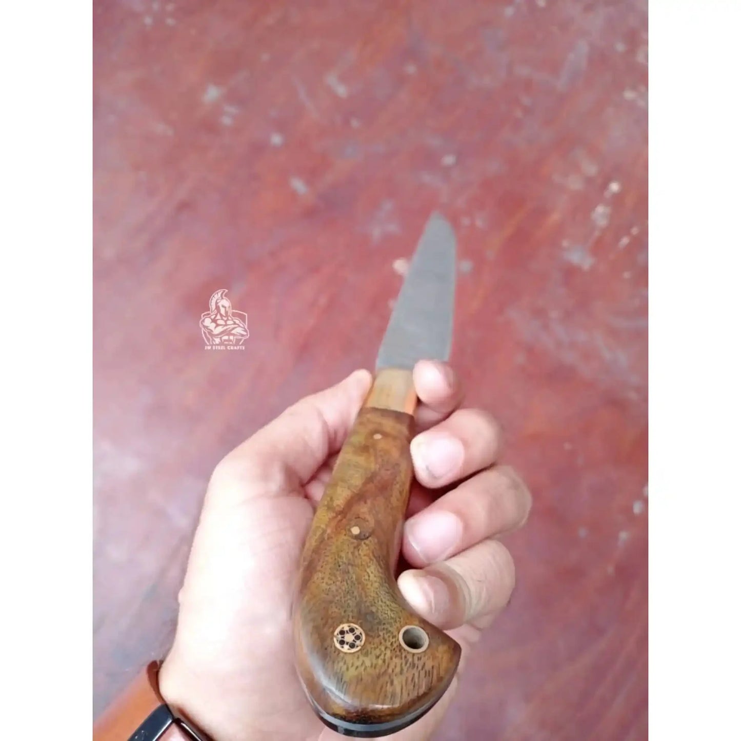 Handmade Damascus Fillet Knife – Flexible Fish Filleting Blade with Rosewood Handle, Full Tang Professional Fishing Knife, Leather Sheath Included, JW SteelCrafts