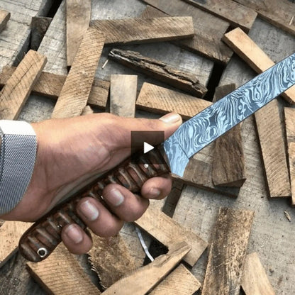 Handmade Damascus Fillet Knife – Flexible Fish Filleting Blade with Rosewood Handle, Full Tang Professional Fishing Knife, Leather Sheath Included, JW SteelCrafts
