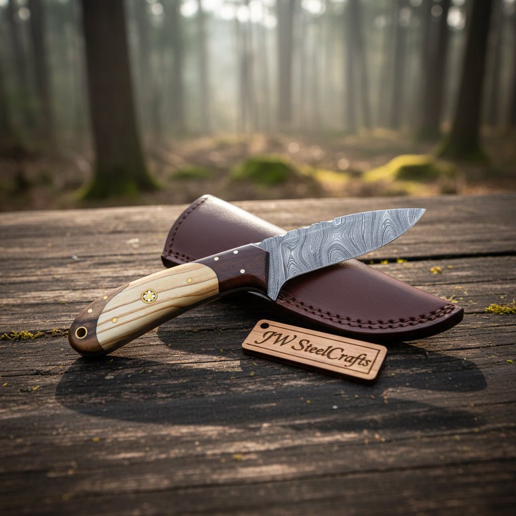 Handmade Damascus Steel Skinner Knife Custom Made 8.5"