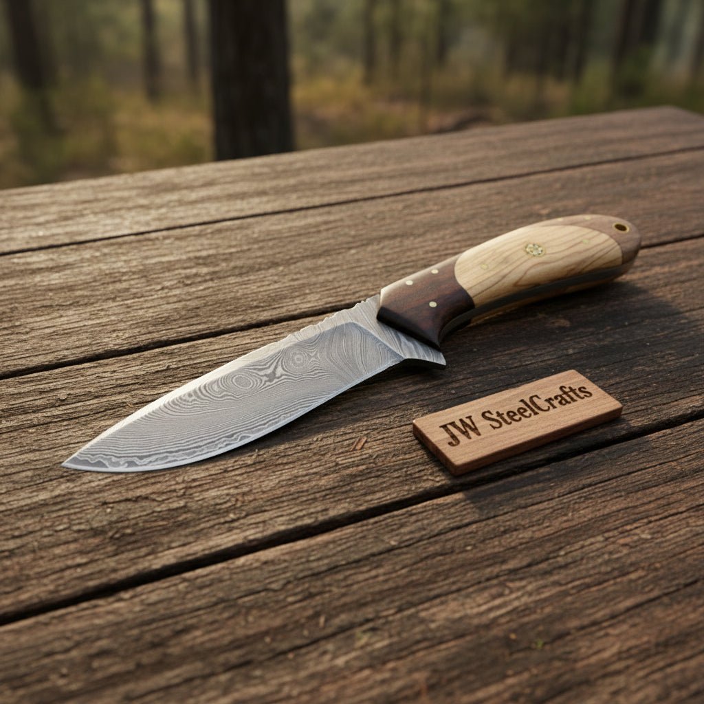 Handmade Damascus Steel Skinner Knife Custom Made 8.5"