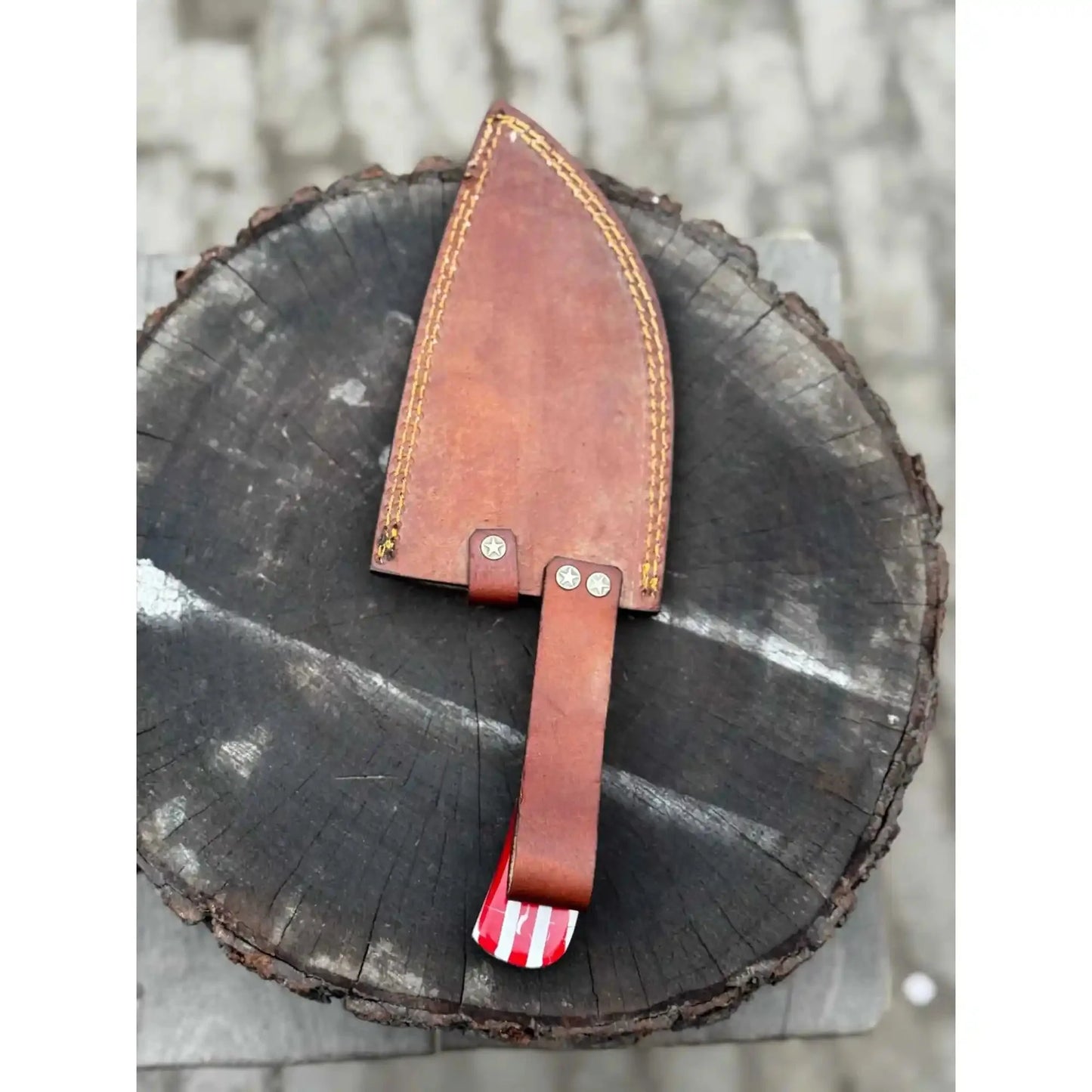 Ko-Santoku Damascus Steel Knife, Compact Japanese Santoku Kitchen Knife, Hammered Finish Blade, USA Flag Resin Handle, Handmade Prep Knife JW SteelCrafts