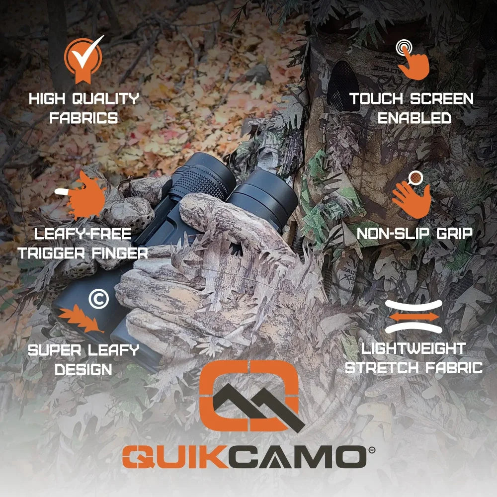 3D Leafy Camo Gloves for Hunting! 2 Styles, 2 Sizes, & 4 Camo Patterns!QuikCamoThe Fowl DepotLeafy Camo Gloves (Fingerless or Touchscreen Tips)