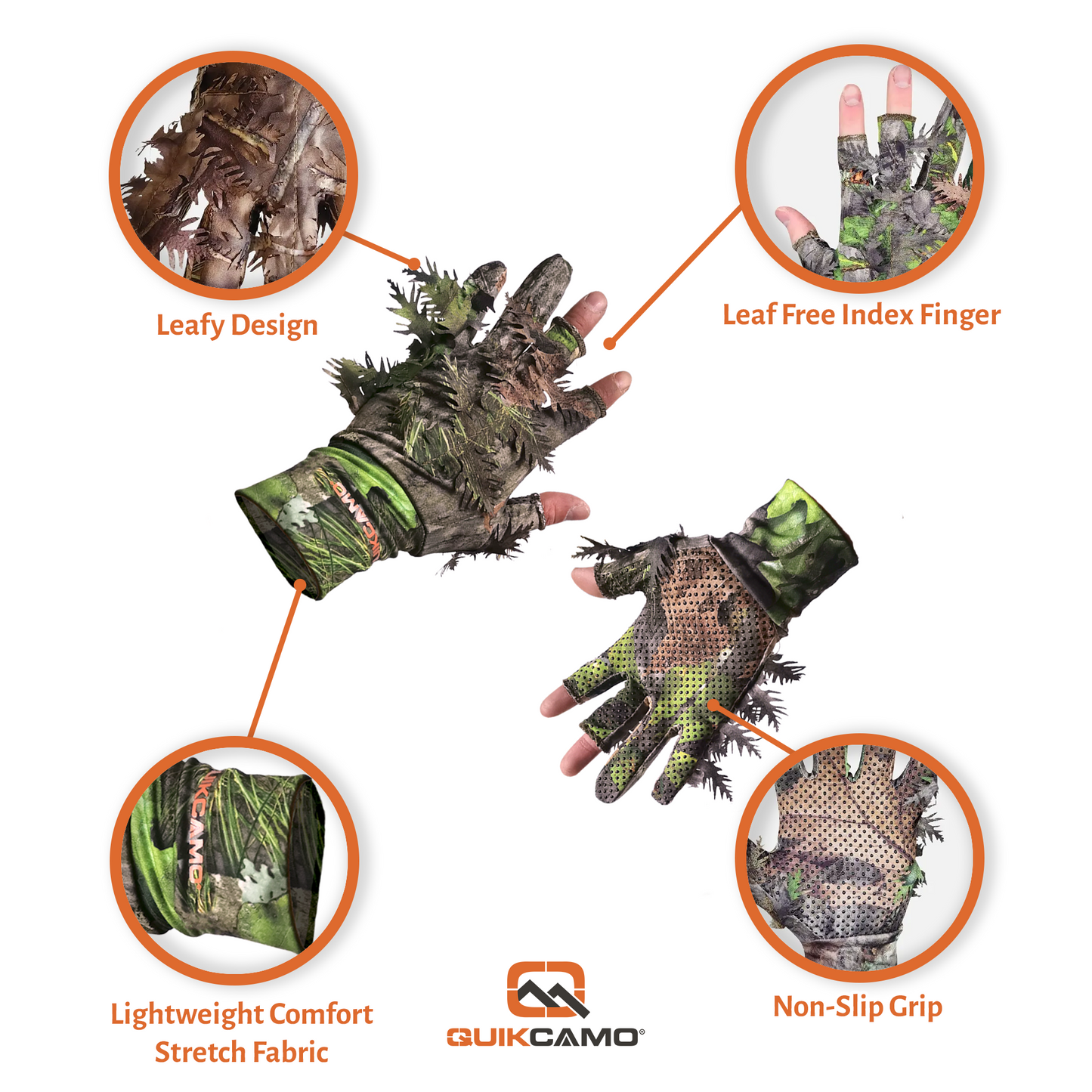 3D Leafy Camo Gloves for Hunting! 2 Styles, 2 Sizes, & 4 Camo Patterns!QuikCamoThe Fowl DepotLeafy Camo Gloves (Fingerless or Touchscreen Tips)