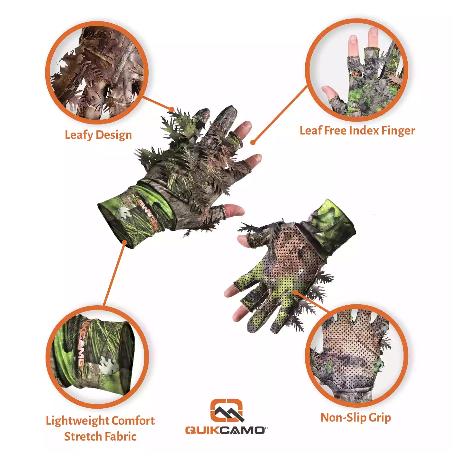 3D Leafy Camo Gloves for Hunting! 2 Styles, 2 Sizes, & 4 Camo Patterns!QuikCamoThe Fowl DepotLeafy Camo Gloves (Fingerless or Touchscreen Tips)