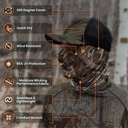 - Multi-mode / Multifunctional Headwear aka The QuikCover - Use as a Face Mask, Neck Gaiter, or Beanie - Lightweight, Breathable, Moisture Wicking FabricQuikCamoThe Fowl DepotMultifunctional Face Mask Neck Gaiters (Stretch Fit, OSFM)