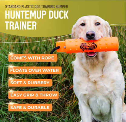 HuntEmUp Large Plastic Dog Training Bumper with Throw Rope and Air Valve White and Black 6pc
