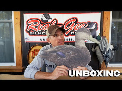 ur Econo Black ducks silhouette decoys are made of a lightweight corrugated plastic material with our fabric on both sides. Printed with a detailed feather pattern, using a dead flat finish. A unique, double wire staking system helps with structural integ