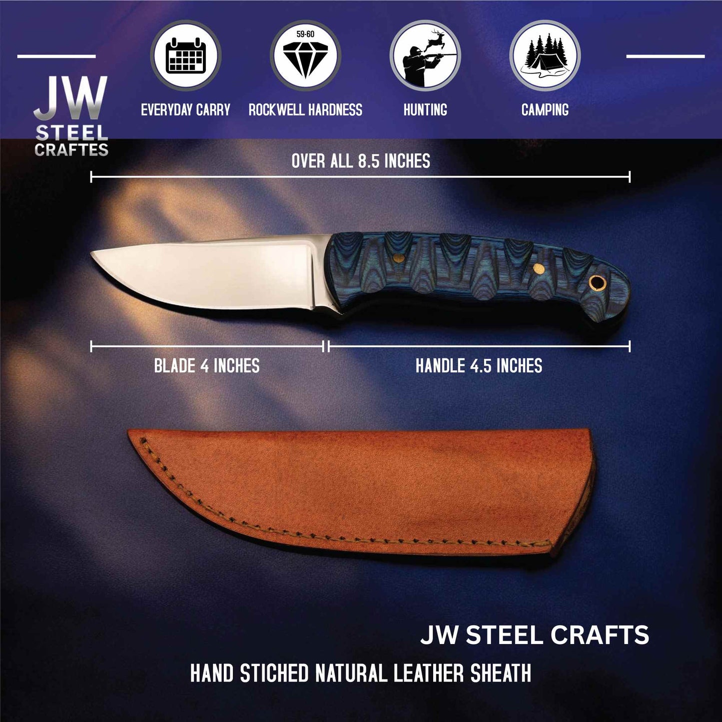 Skinner Knife J2 Stainless Steel Fixed Blade