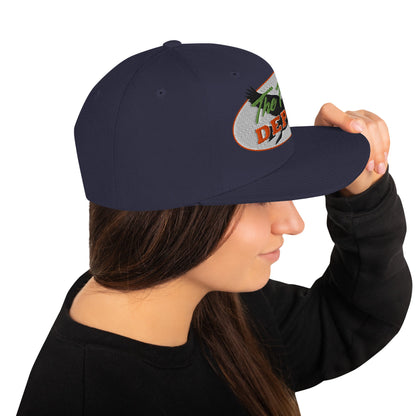 This hat is structured with a classic fit, flat brim, and full buckram. The adjustable snap closure makes it a comfortable, one-size-fits-most hat. • 80% acrylic, 20% wool • Green Camo is 60% cotton, 40% polyester • Structured, 6-panel, high-profile • 6 e