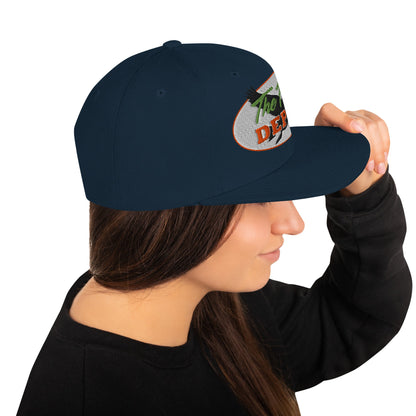 This hat is structured with a classic fit, flat brim, and full buckram. The adjustable snap closure makes it a comfortable, one-size-fits-most hat. • 80% acrylic, 20% wool • Green Camo is 60% cotton, 40% polyester • Structured, 6-panel, high-profile • 6 e