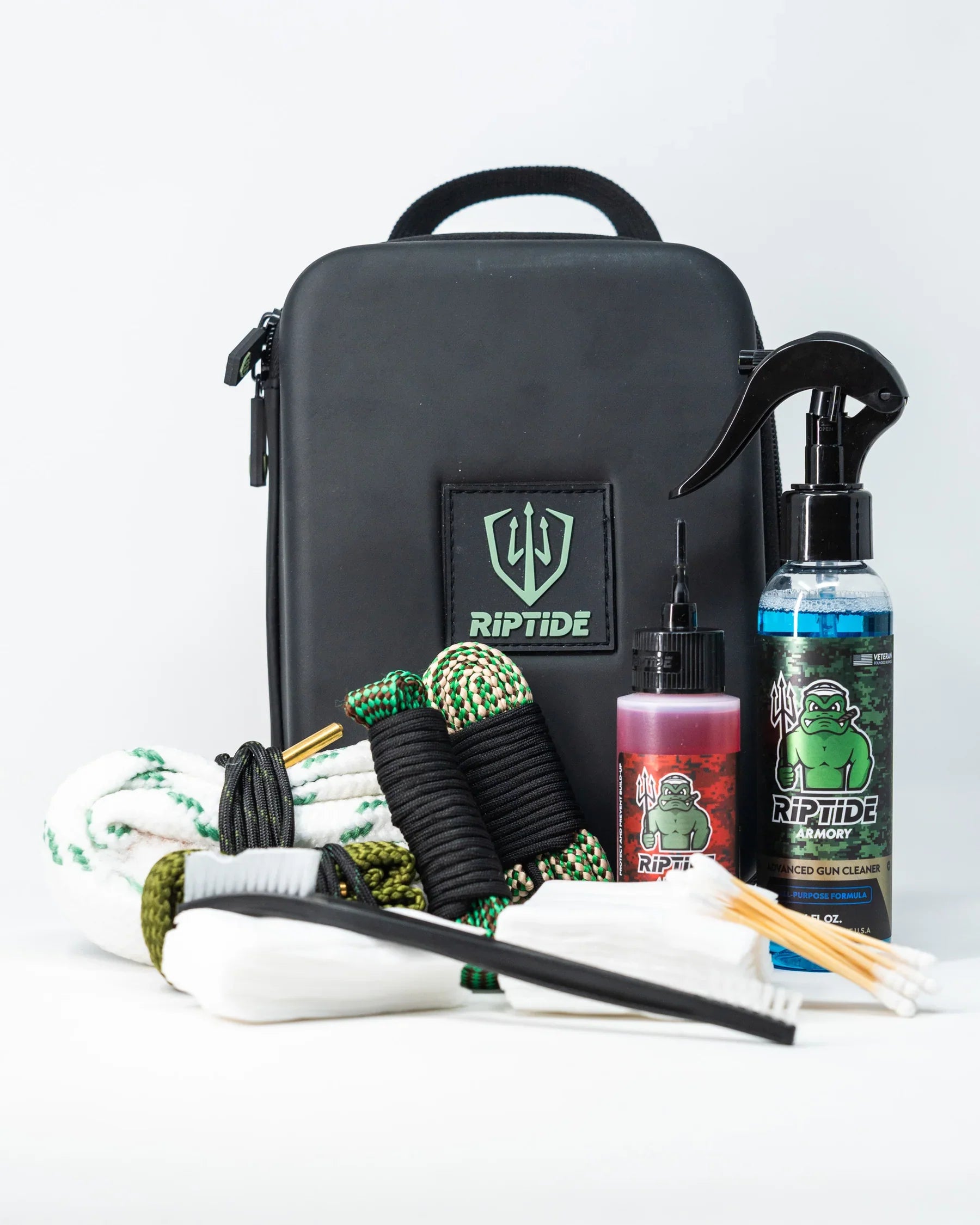 The Ultimate Gun Cleaning Kit - Leather Case was designed to provide the ultimate cleaning solution with everything you need and nothing more. This kit includes a 9mm, 12GA, .30 cal, and .22 Bore Snakes which also fits for .223/5.56, a double-ended nylon